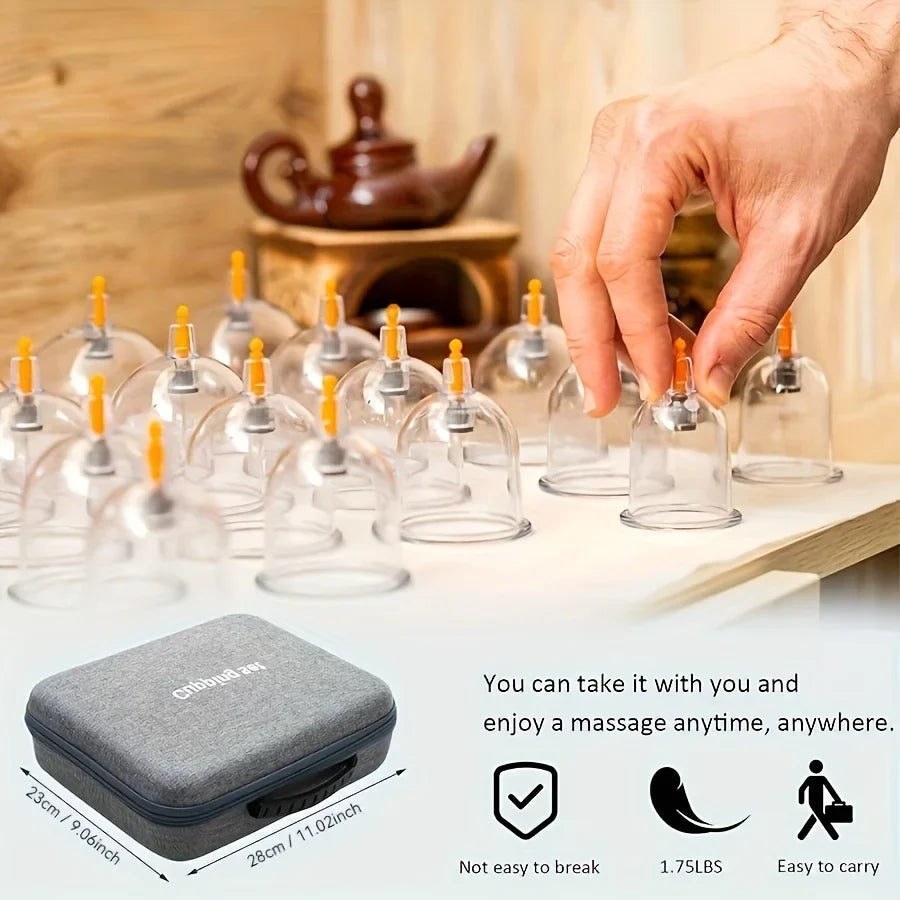 Cupping Therapy Massage Set – Vacuum Cups, Hand Pump & Manual