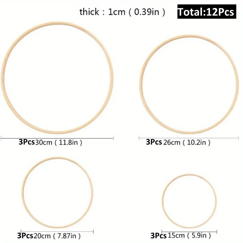 Wreath Rings 4Sizes 6 8 10 12lnch Wooden Bamboo Floral Hoop Macrame