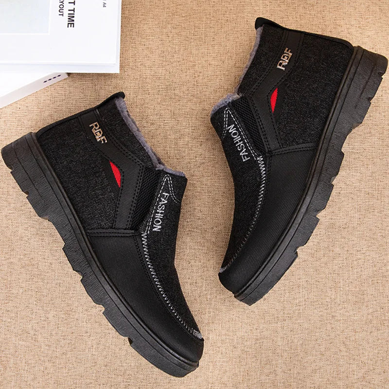 Men's Waterproof Plush Snow Boots – Anti-Slip Ankle Winter