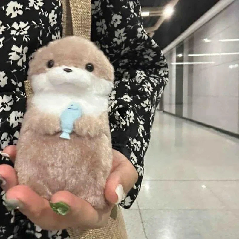 Cute Otter Plush Keychain – Kawaii Bag Charm Pendant Gift