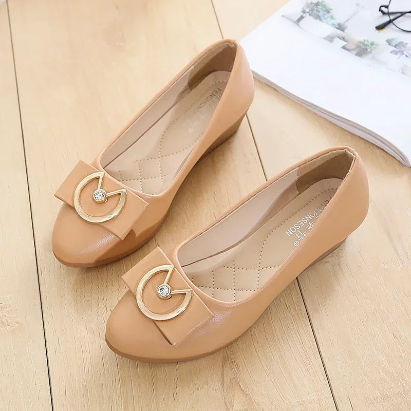 Women's Ballet Flats – PU Leather Slip-On Square Toe Loafers