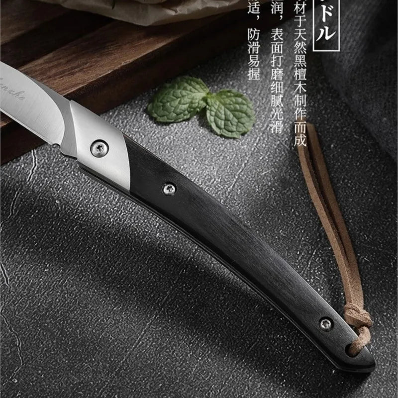D2 Steel Folding Pocket Knife – Japanese Style Wood Handle