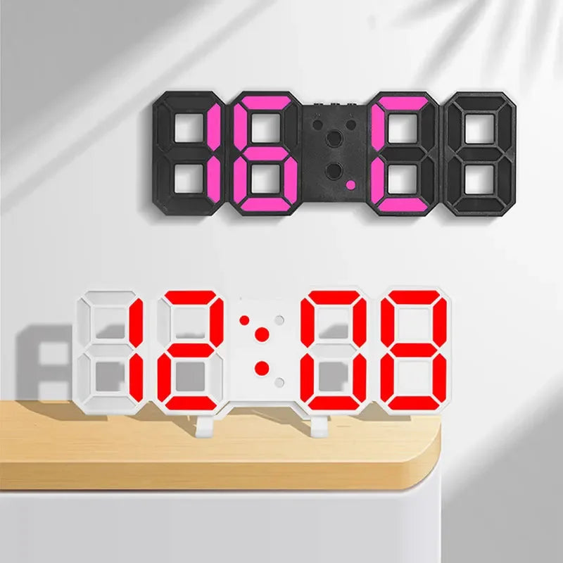 Modern LED Digital Wall Clock Triple Alarm Temperature Display