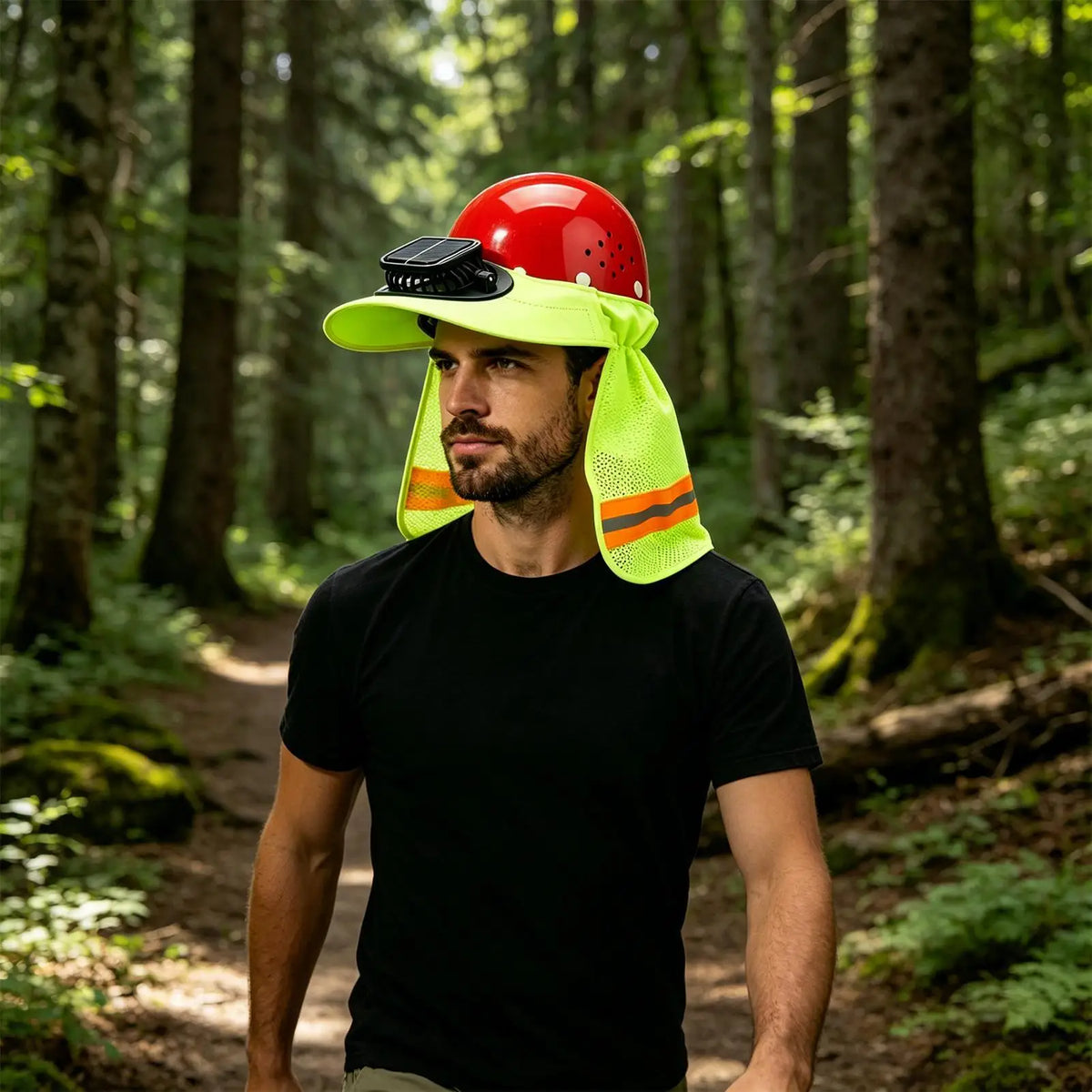 Solar Fan Hard Hat – Wide Brim Ventilated Safety Helmet
