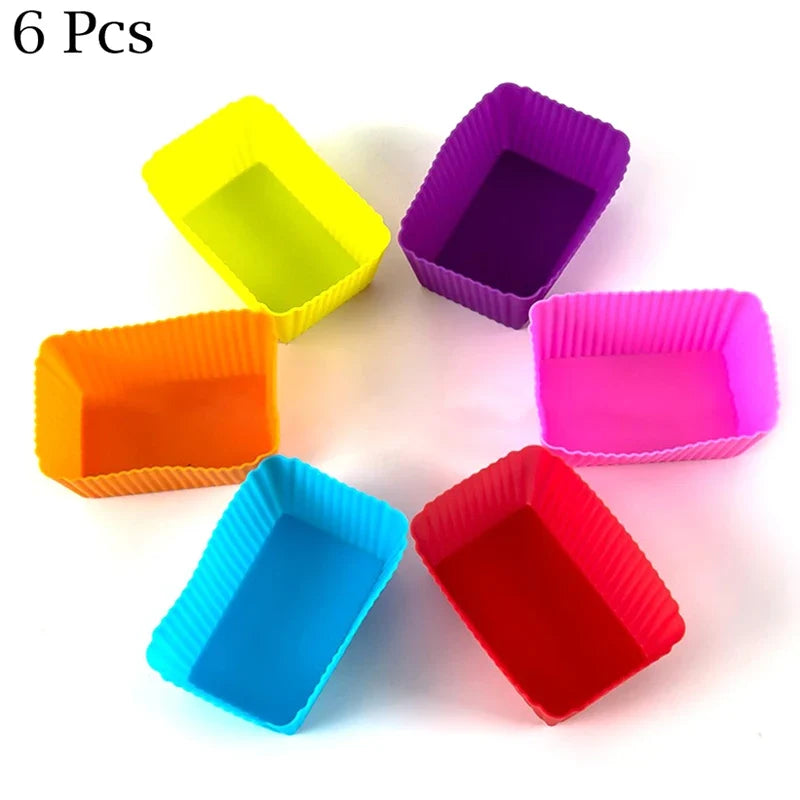 6-Pack Silicone Rectangle Cake Molds – Muffin & Cupcake Liners