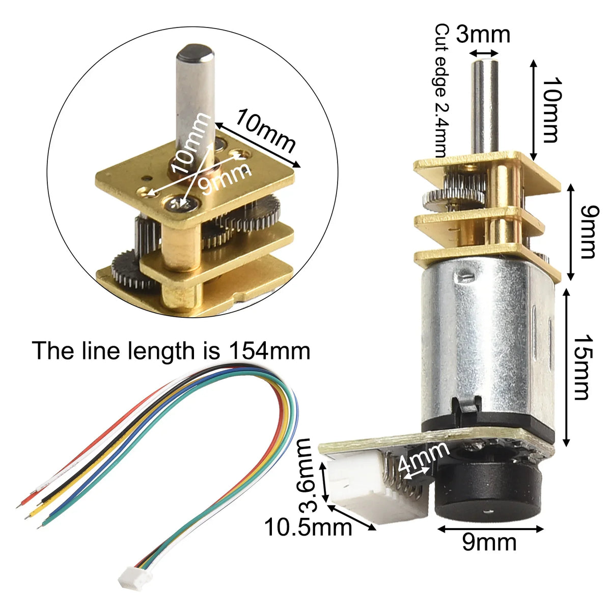 GA12 N20 DC 6V Metal Gear Motor Hall Sensor Encoder | 150–3000RPM
