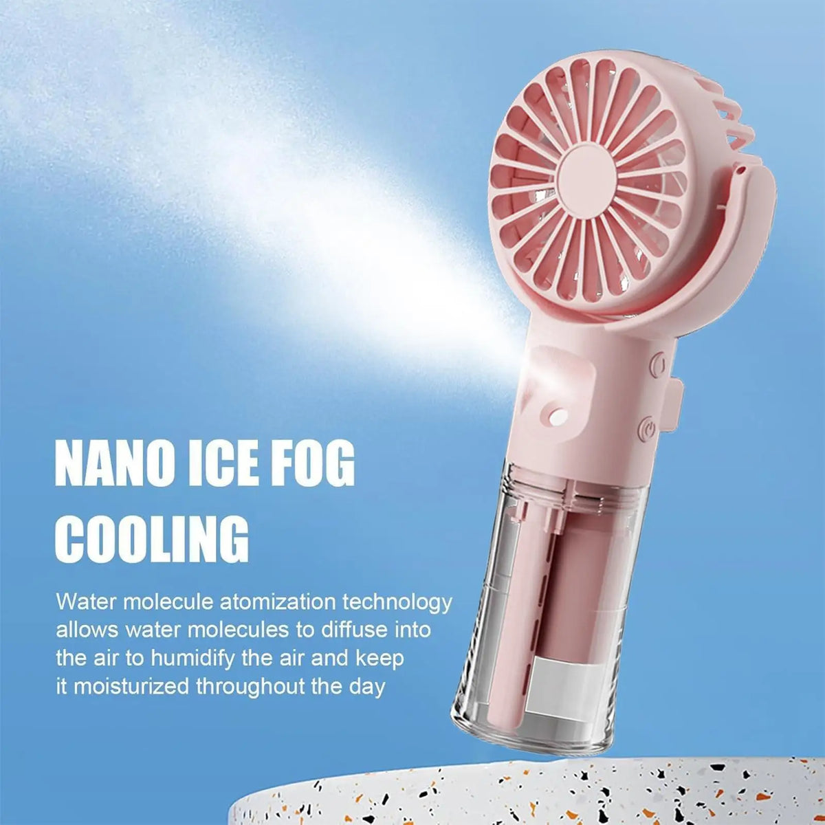 Mini Handheld Misting Fan – USB Rechargeable Water Spray Fan
