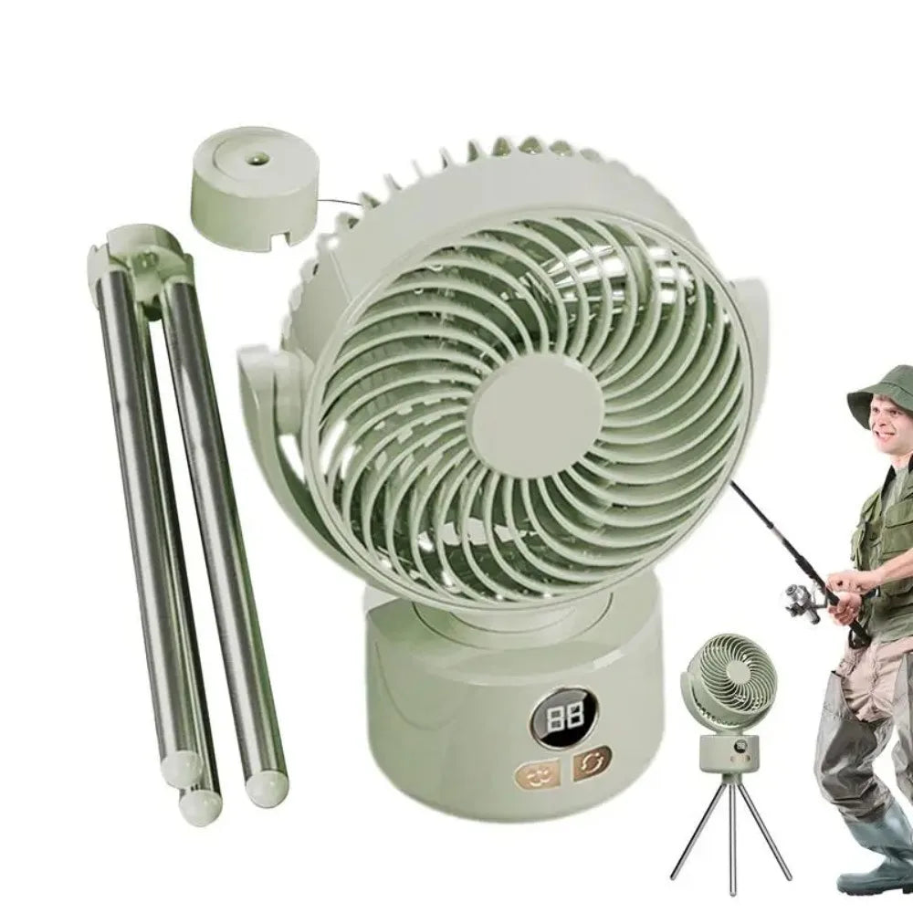 Portable Tripod Fan – USB Rechargeable, Foldable, Oscillating