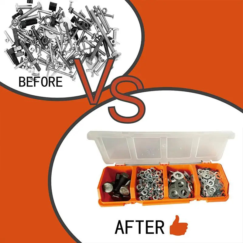 4-Compartment Screw Organizer Box – Plastic Parts Storage Bin