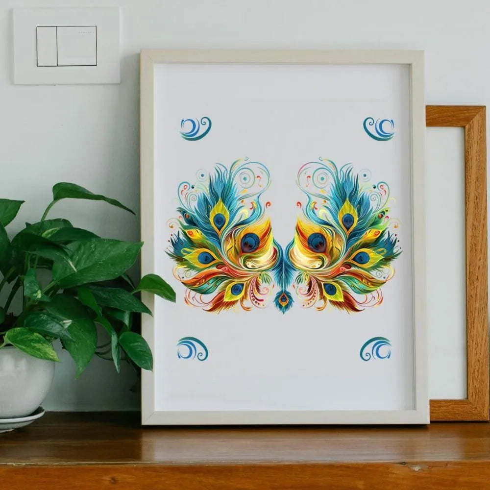 Vintage Peacock Feathers Rub-On Transfer Decals 6×12 – 3 Pcs