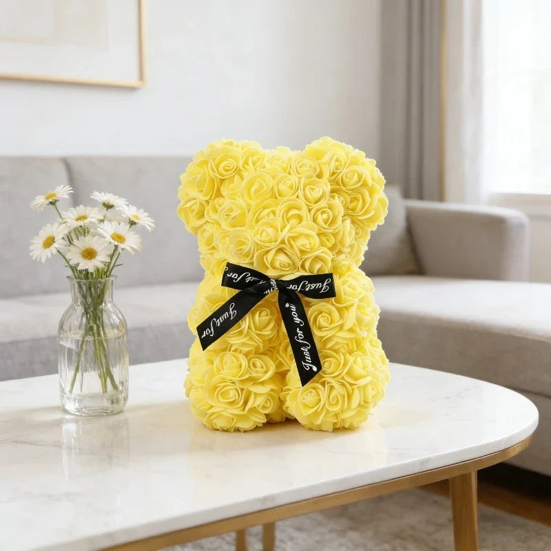 Eternal Rose Teddy Bear Artificial Flower Birthday Anniversary Decor