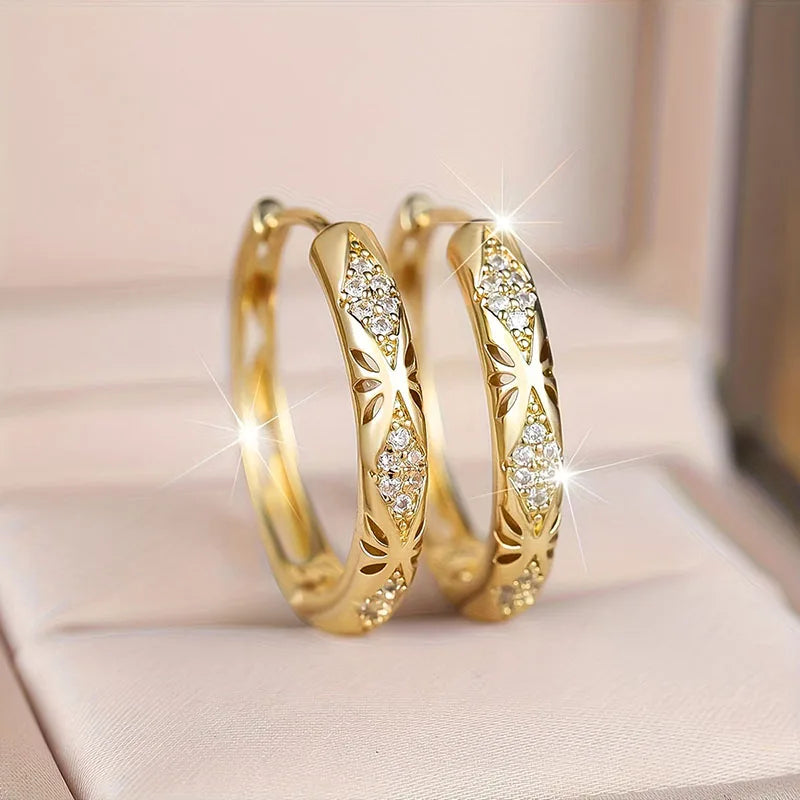 Huitan Sparkling CZ Hoop Earrings – Women's Fashion Jewelry