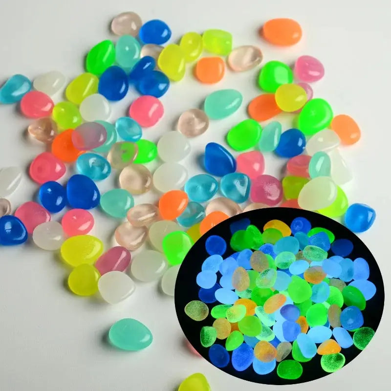 200Pcs Glow in the Dark Garden Pebbles – Path & Aquarium Decor