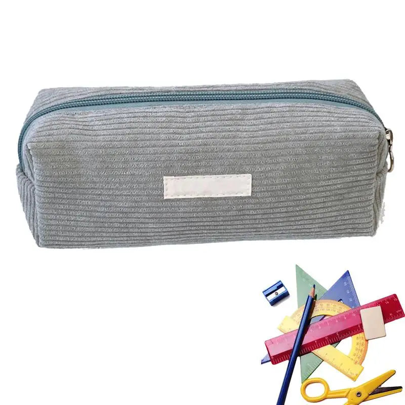 Large Capacity Corduroy Pencil Case | Cute Stationery Organizer