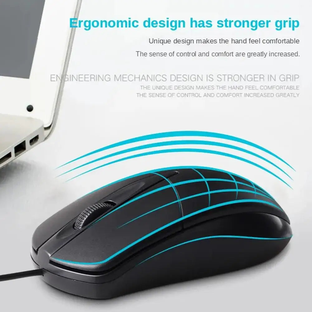 USB Wired Optical Mouse 1200 DPI | Silent Clicks | 1.2m Cable