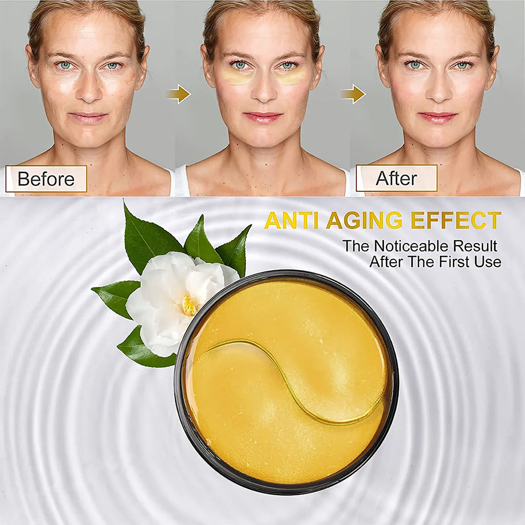 60 Pairs 24K Gold Under Eye Patches – Brightening & Lifting