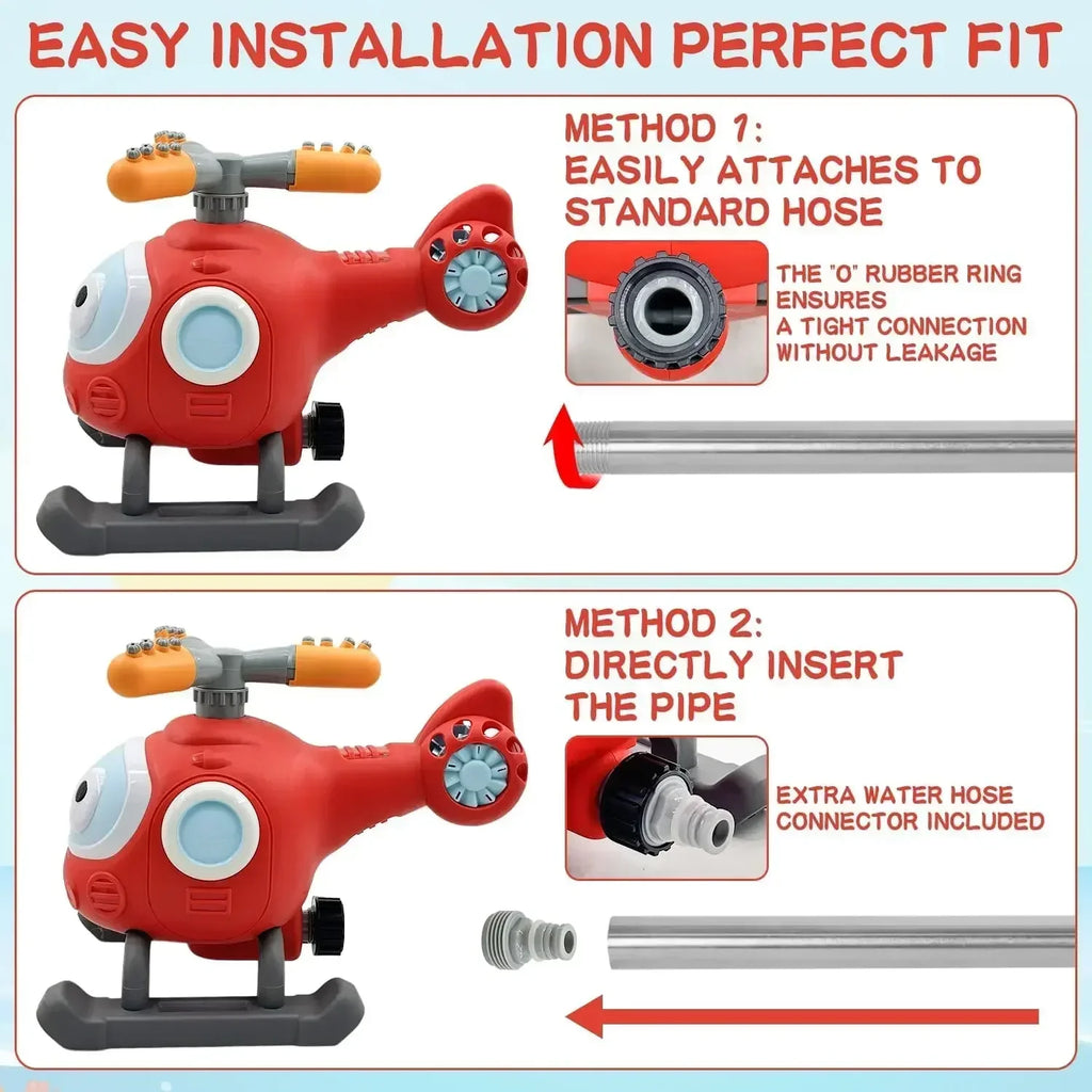 2-in-1 Kids Water Sprinkler Baseball Set | Helicopter Yard Toy