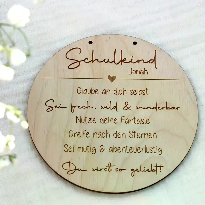 Wooden Baby Milestone Photo Prop Plate | "Hello World"