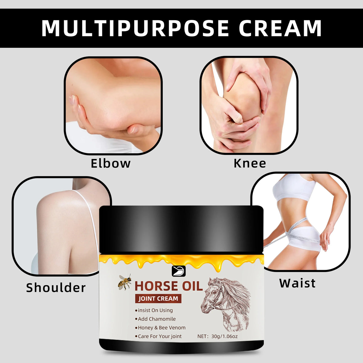 Horse Oil Joint Cream – Non-Greasy Body Moisturizer | 30g