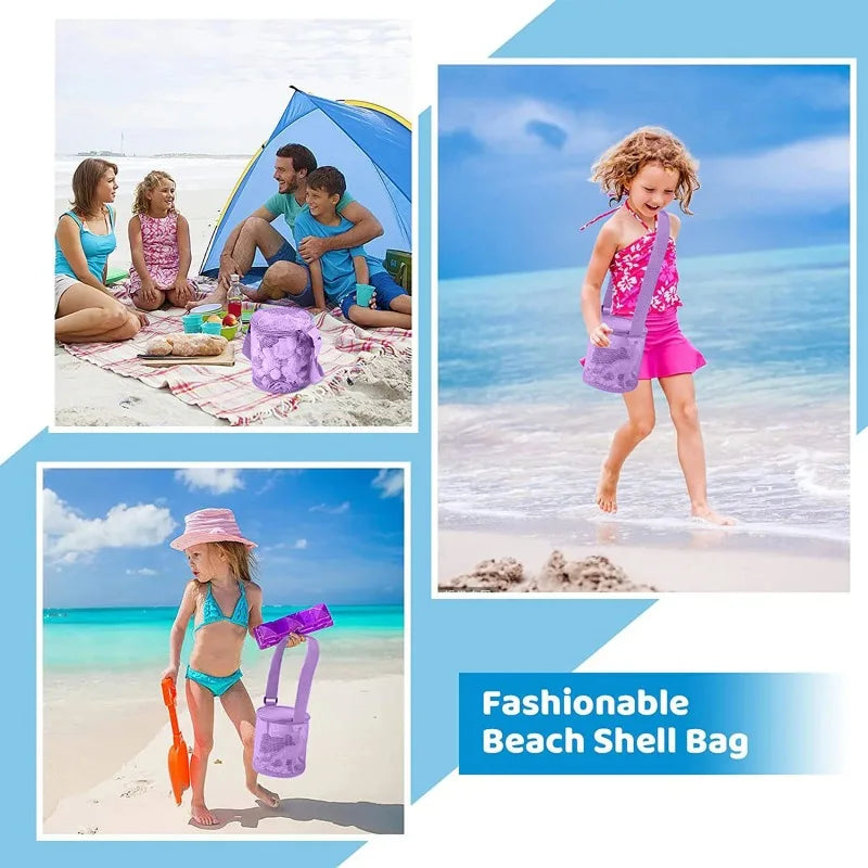 Colorful Mesh Beach Bag – Foldable Shell & Toy Storage