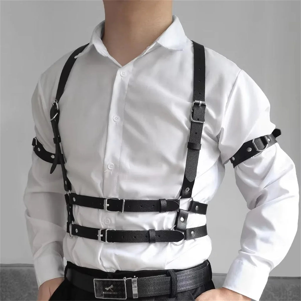 Tactical Techwear Hip Hop Punk Leather Body Harness Chest Shoulder