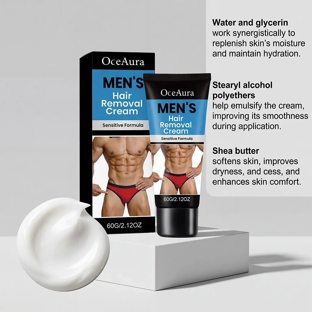 OceAura Men's Hair Removal Cream – Smooth & Moisturizing 60g