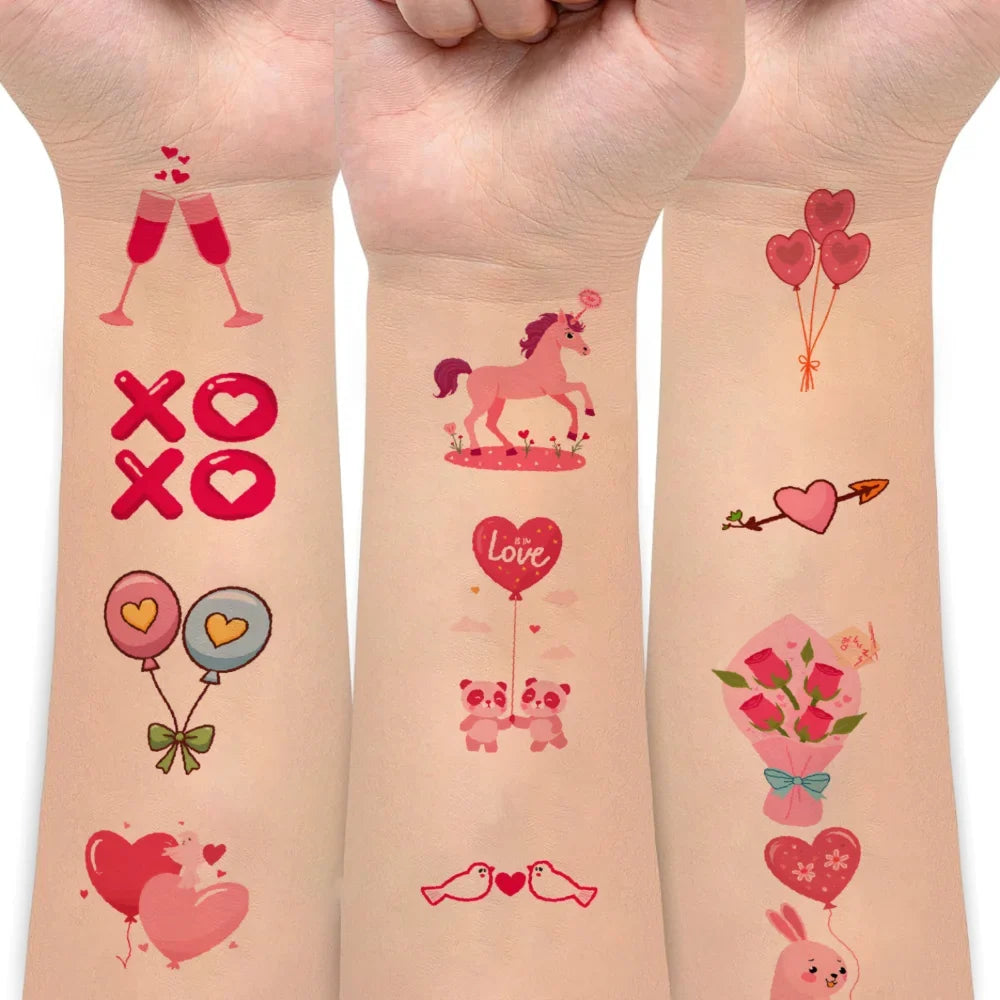 63-Piece Waterproof Temporary Tattoo Stickers – Bears & Cartoons