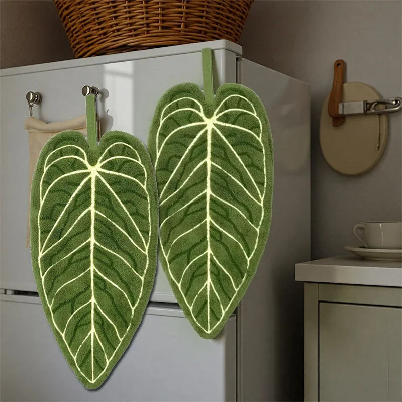 Ultra-Absorbent Quick-Dry Tropical Leaf Hand Towel | Hanging Loop