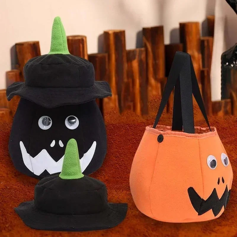 Halloween LED Glowing Pumpkin Bucket Lantern Hat Ghost Festival Party