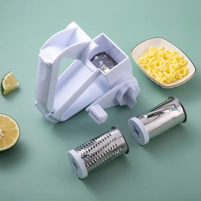 3-in-1 Hand Crank Rotary Cheese Grater – Stainless Steel