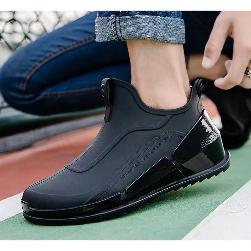 Men's Waterproof Ankle Rain Boots – Non-Slip Outdoor Fishing