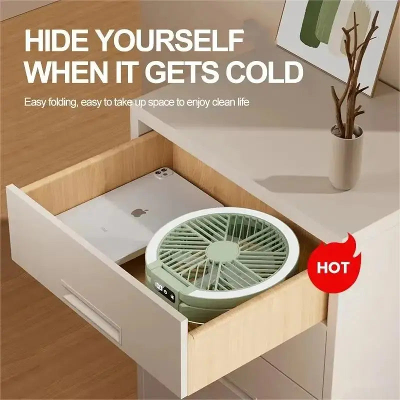 Wireless Portable Electric Fan – LED Display, Desktop & Wall Mount