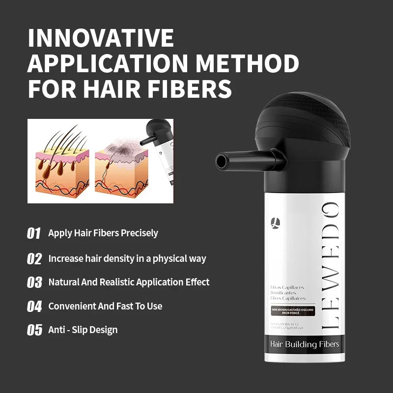LEWEDO Keratin Hair Fiber Kit – Powder, Refill & Spray Applicator