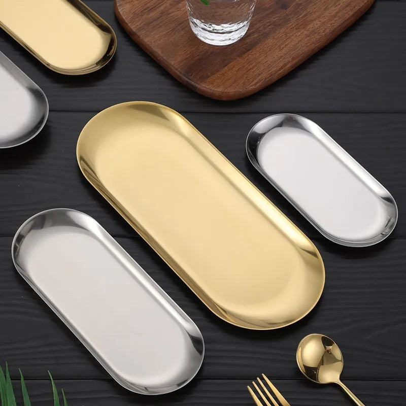 Nordic Heart Stainless Steel Dessert Fruit Plate – Gold/Silver