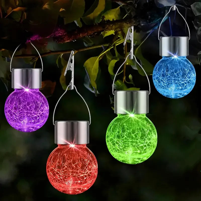 Solar Hanging Garden Lights – LED Cracked Glass Ball Lanterns