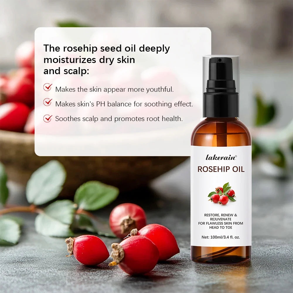Organic Rosehip Oil 30ml – Face, Body & Hair Moisturizer