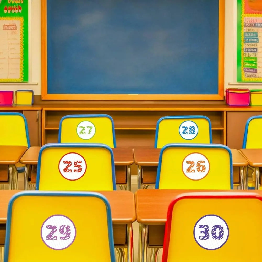 36-Pack Classroom Floor Number Spot Stickers – 4" PVC Dots