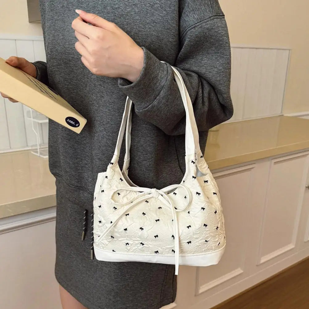 French Bow Ribbon Shoulder Bag – Women's Underarm Bucket Bag