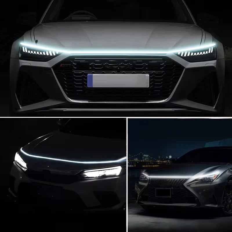 12V LED Car Hood DRL Light Strip with Turn Signal & Scan Effect