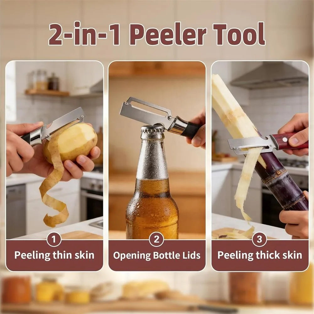 2-Pack Stainless Steel Vegetable Peeler with Bottle Opener