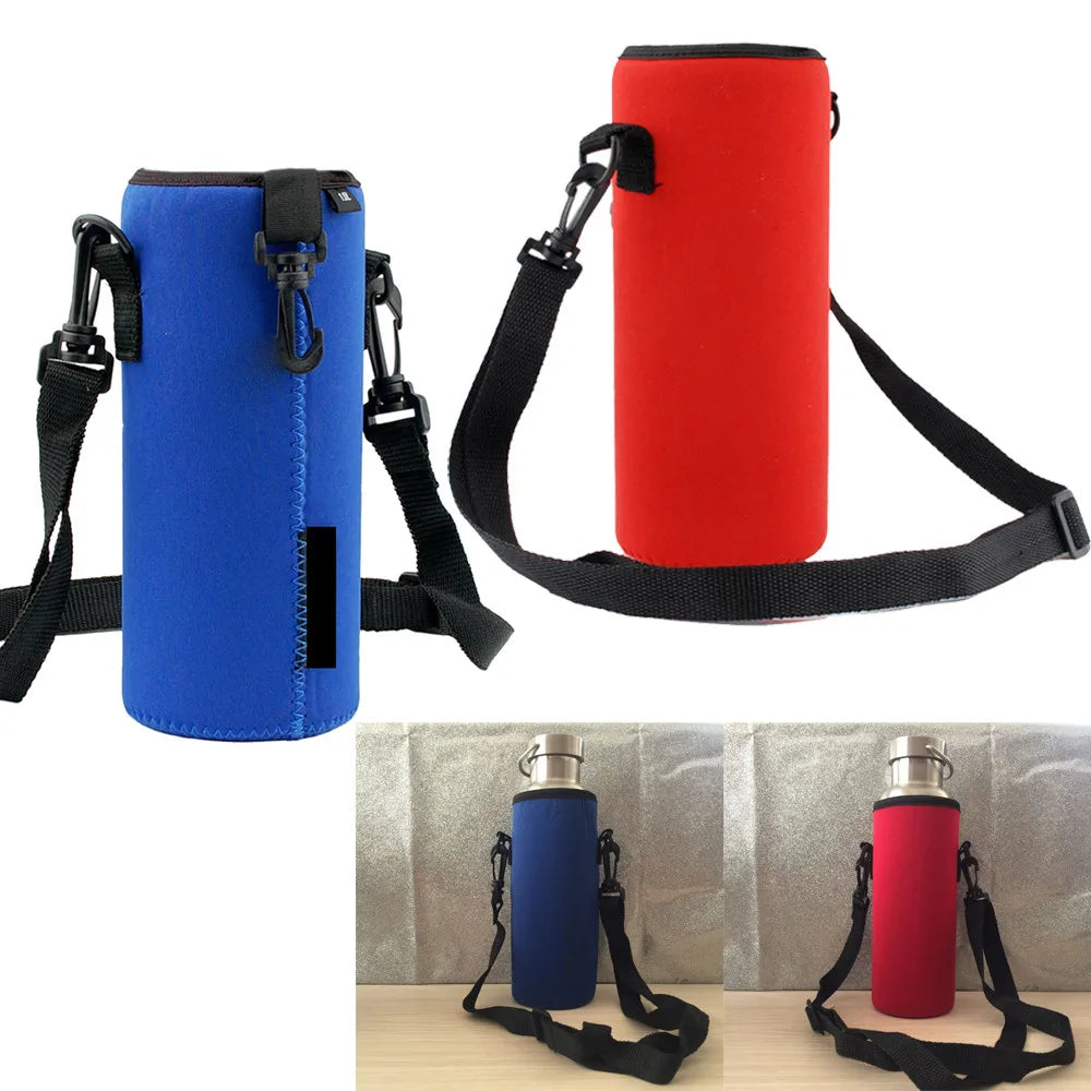Insulated Neoprene Water Bottle Carrier Bag & Shoulder Strap
