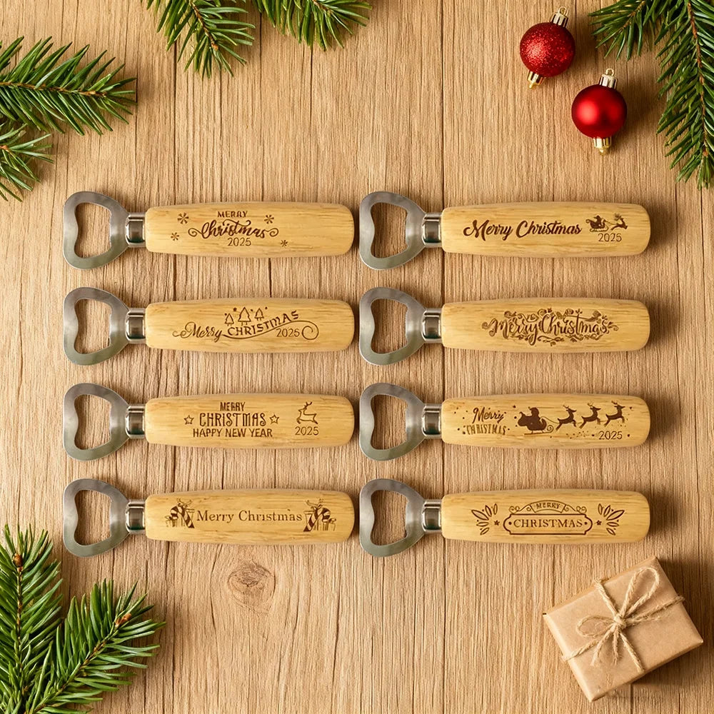 4-Piece Wooden Beer Bottle Opener Set | Christmas Gift