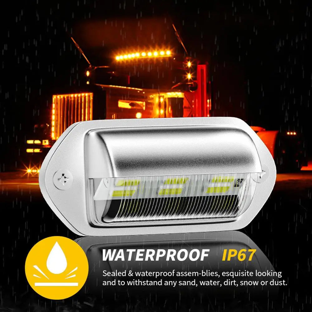 Universal Silver 6 Led License Plate Tag Lights Lamps Truck Suv