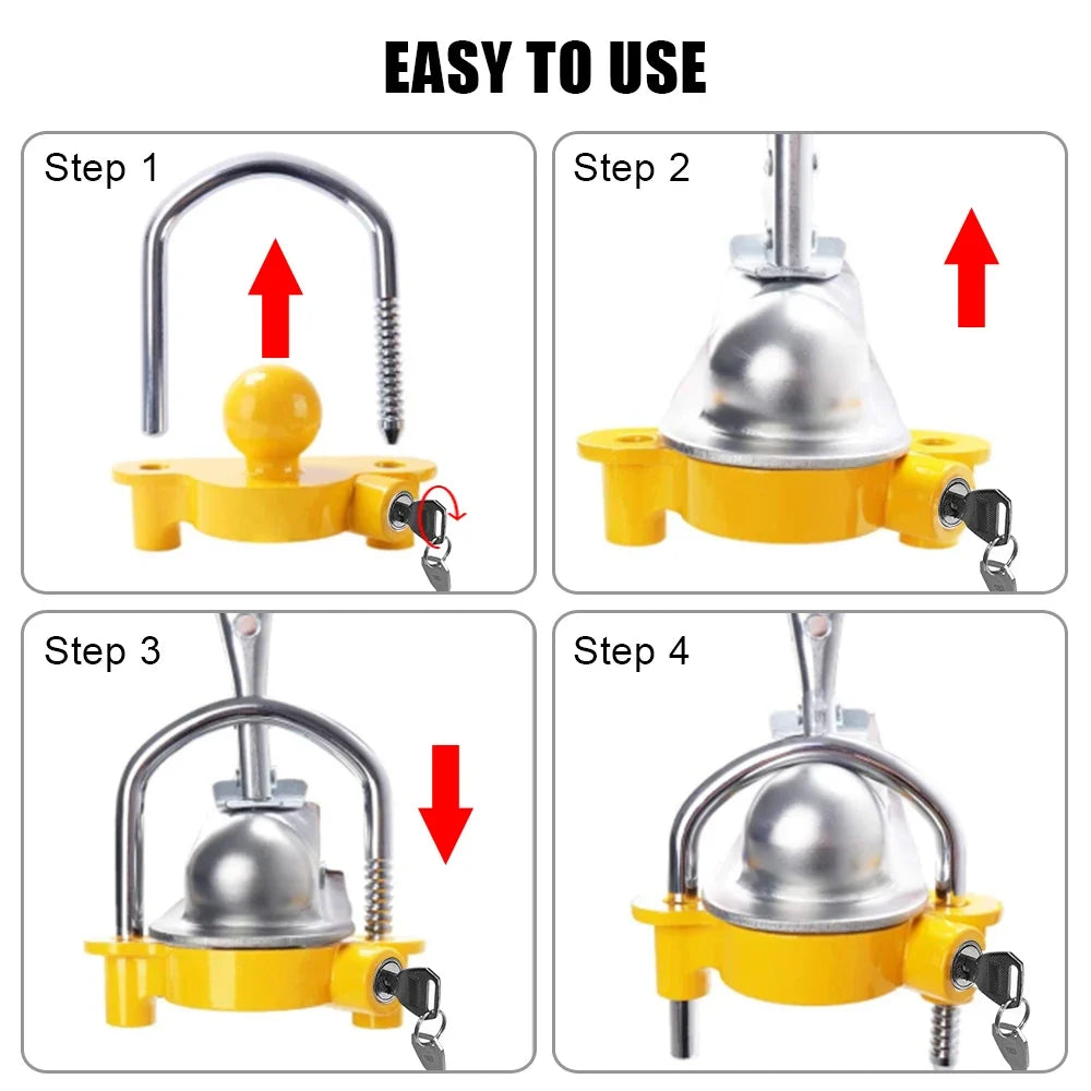 Adjustable Trailer Hitch Lock – Anti-Theft Tow Ball Security