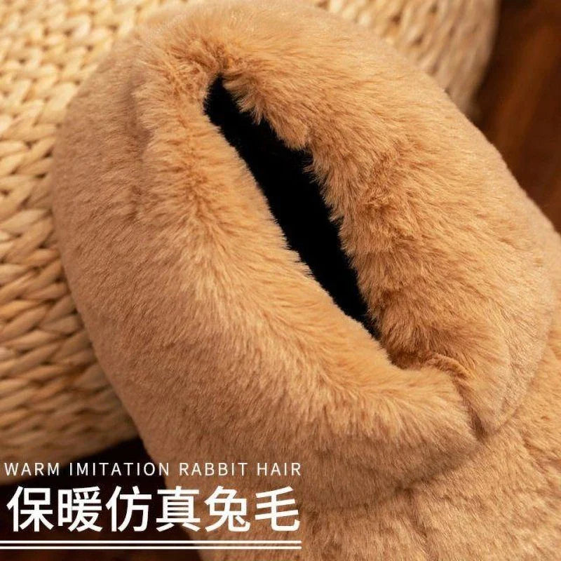 Lorilury Women's Fluffy Faux Fur Bear Paw Indoor Slippers