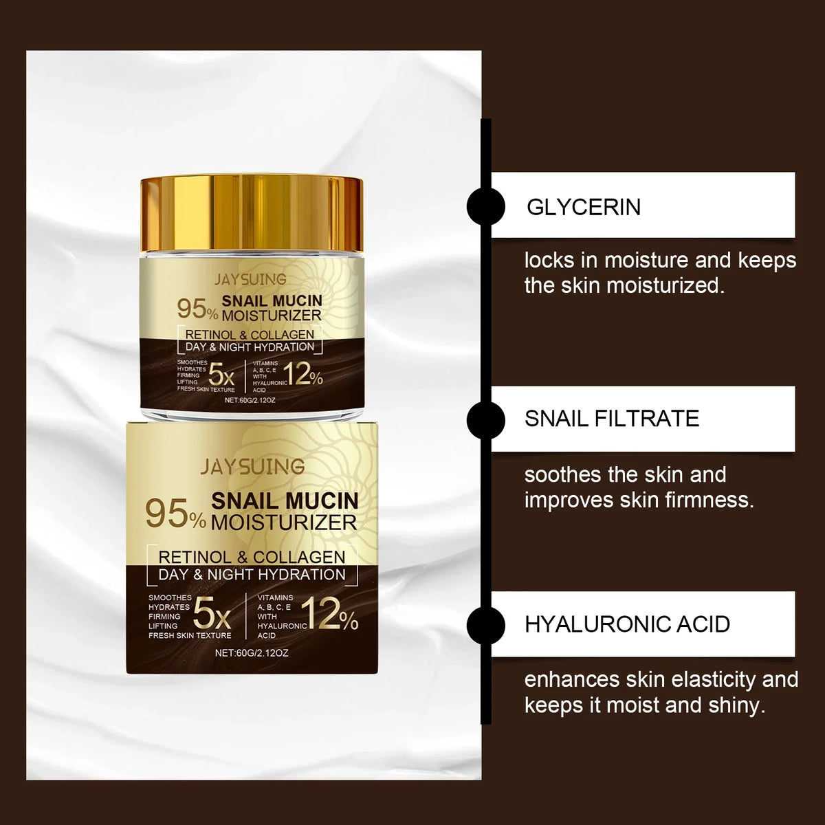 Jaysuing Snail Collagen Moisturizing Face Cream 60g – Firm & Smooth
