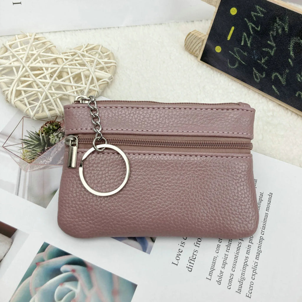 Women's PU Leather Coin Purse | Compact Zip Wallet with Loop