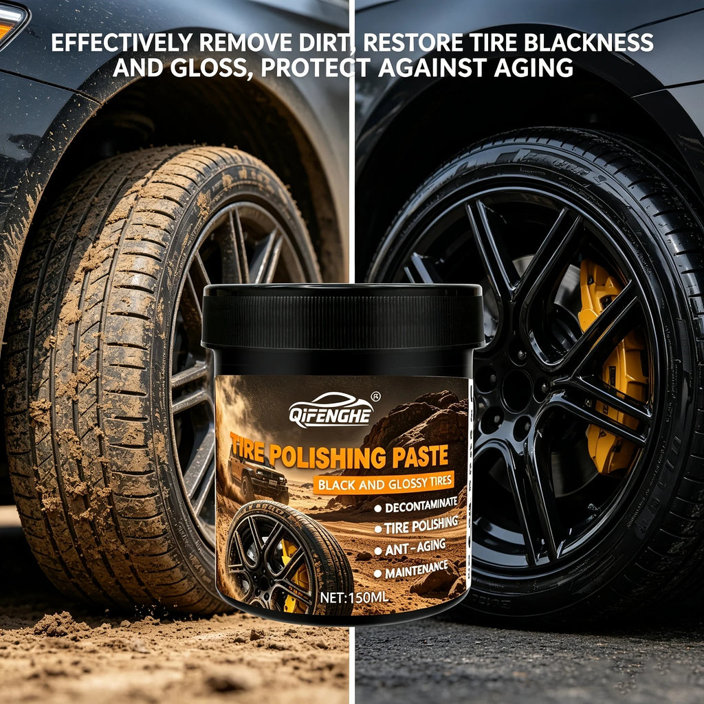 High Gloss Black Tire Shine Polish Paste Kit with Applicator Pad