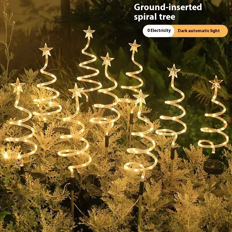 Led Solar Floor Insert Lights Spiral Christmas Garden Lawn Camping