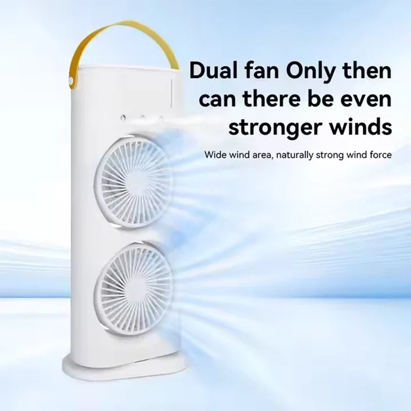 3-in-1 Portable USB Mist Fan with LED Light | Double Head Spray
